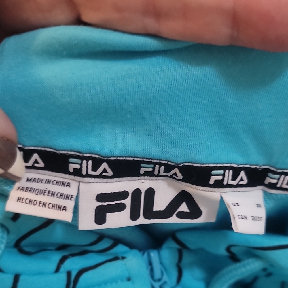 Fila zip up heartbeat hoodie hooded sweatshirt jacket Turquoise 3x nwt - Picture 2 of 10